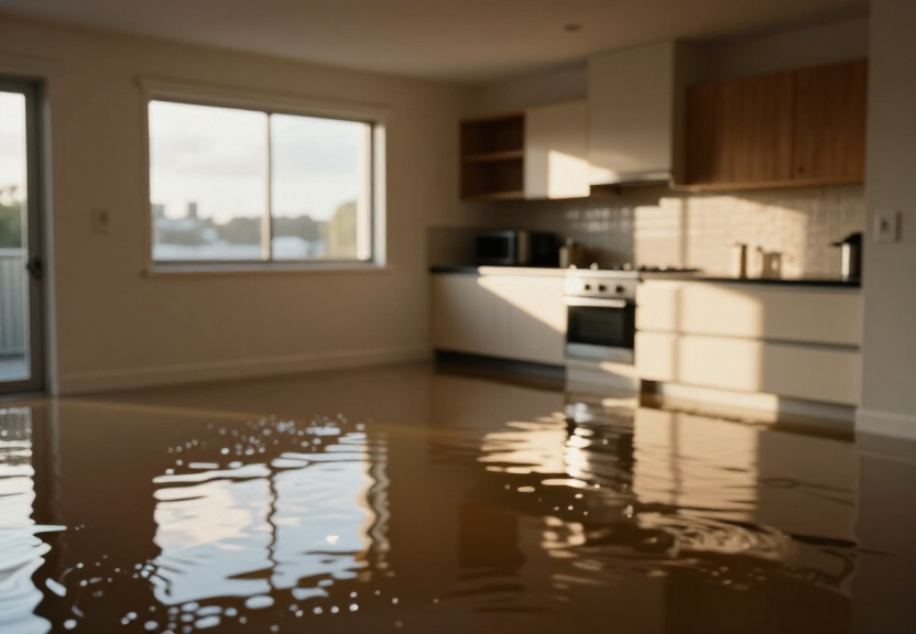 Water-damaged apartment in Homebush before cleanup
